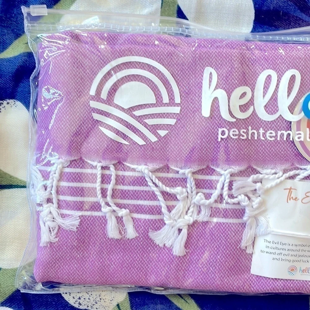 Brand New Peshtemal Turkish Beach Towel Prewashed 100% Cotton, 39”x71” Purple
